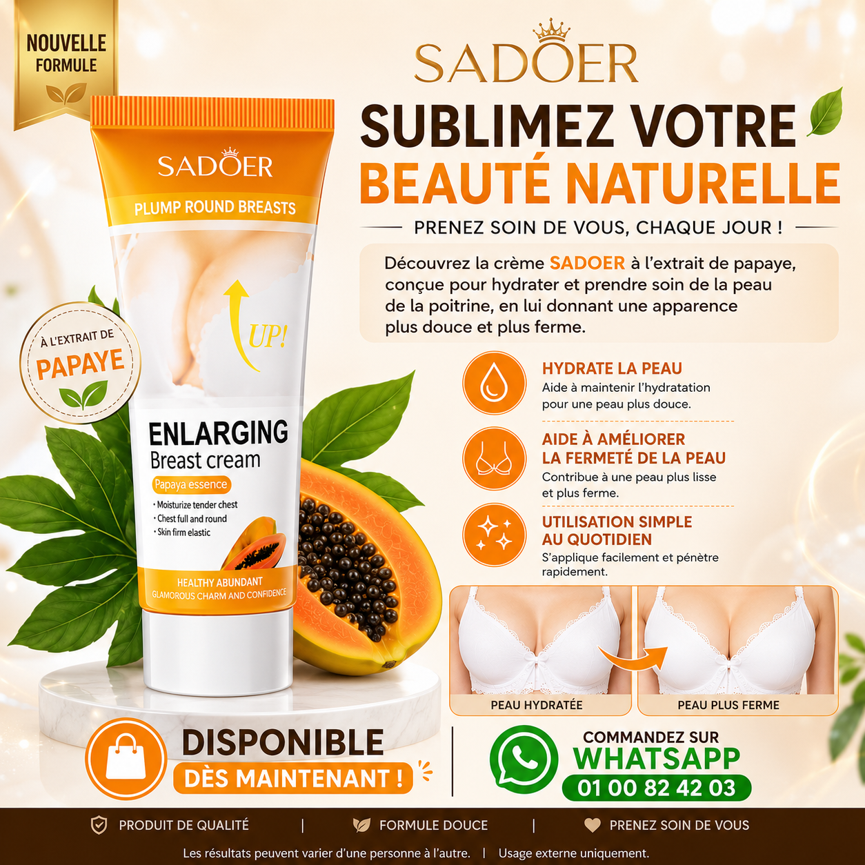 Crème Galbante & Agrandissante pour la Poitrine SADOER